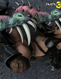 Hot chick gets overpowered and molested by alien tentacles - part 4